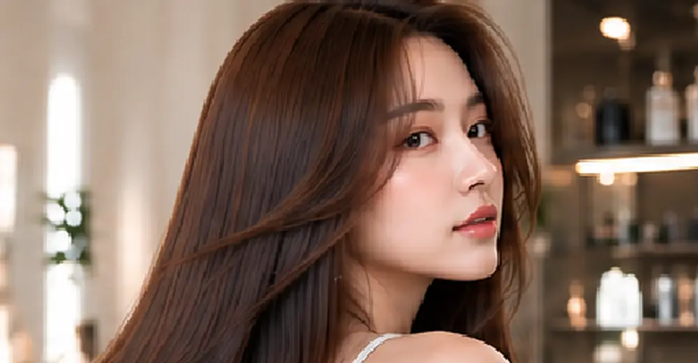 Cận cảnh mái tóc nhuộm nâu socola ánh đồng bóng khỏe dưới ánh sáng tự nhiên